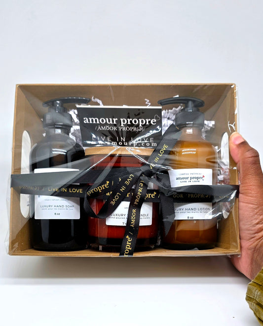Amour Propre® LUX COLLECTION - Citrus and Rosemary Hand Soap, Hand Lotion, Soy Candle