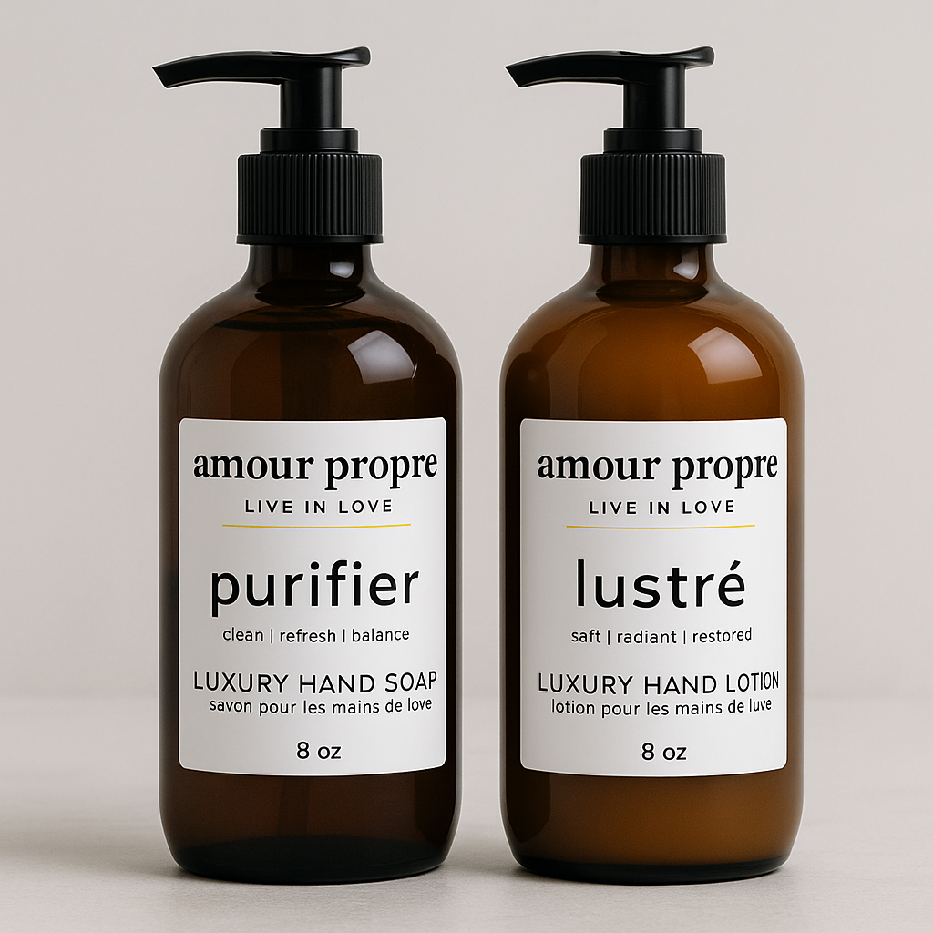 Amour Propre® LUX COLLECTION - Citrus and Rosemary Hand Soap, Hand Lotion, Soy Candle