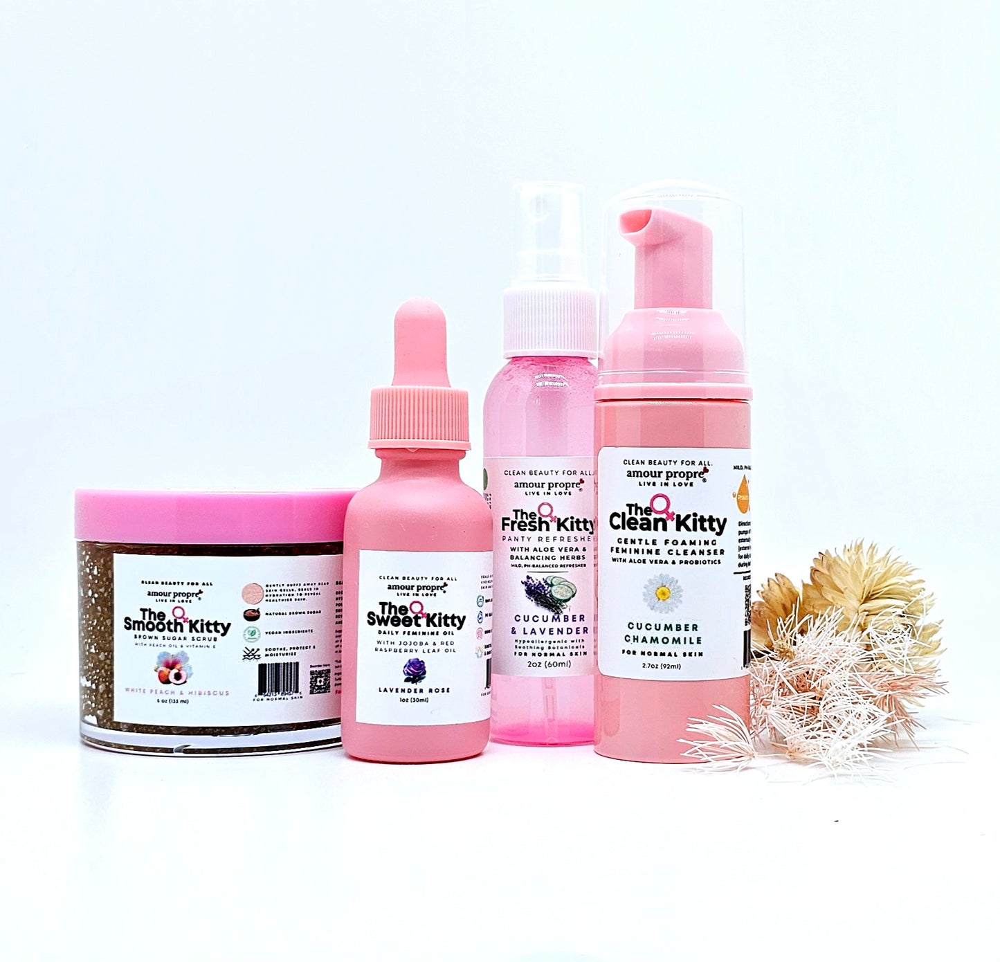 The Kitty Kit – Ultimate Feminine Hygiene Care Set Complete Feminine Hygiene Kit for Freshness & Balance The Kitty Kit – pH-Balanced Feminine Care Essentials Ultimate Feminine Wellness Kit – Clean & Natural Hygiene Holistic Feminine Care Kit – Oils, Wash