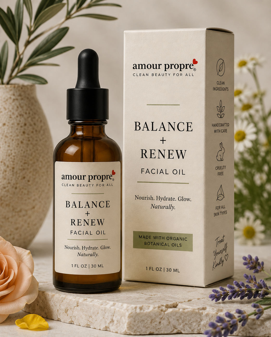 Balance + Renew Face Oil:
Botanical Facial Oil for Radiant, Healthy-Looking Skin