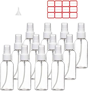 Spray Bottles, 12 Pack 4oz (120ml) Clear Empty Fine Mist