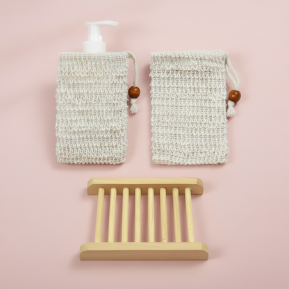 Bamboo Soap Saver | Sisal Mesh Soap Bag