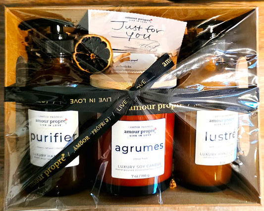 Amour Propre® LUX COLLECTION - Citrus and Rosemary Hand Soap, Hand Lotion, Soy Candle