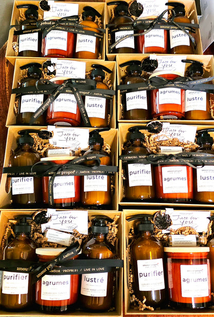 Amour Propre® LUX COLLECTION - Citrus and Rosemary Hand Soap, Hand Lotion, Soy Candle