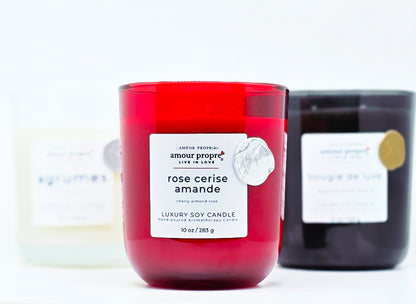 rose cerise amande Cherry Almond Rose Hand-poured Soy Candle | 12oz