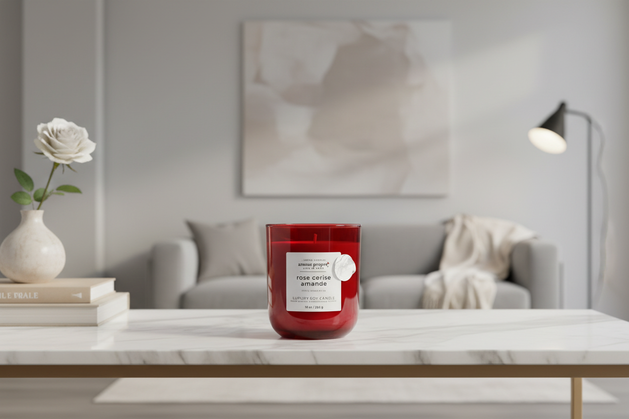 rose cerise amande Cherry Almond Rose Hand-poured Soy Candle | 12oz