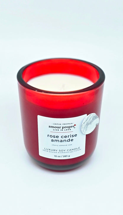rose cerise amande Cherry Almond Rose Hand-poured Soy Candle | 12oz