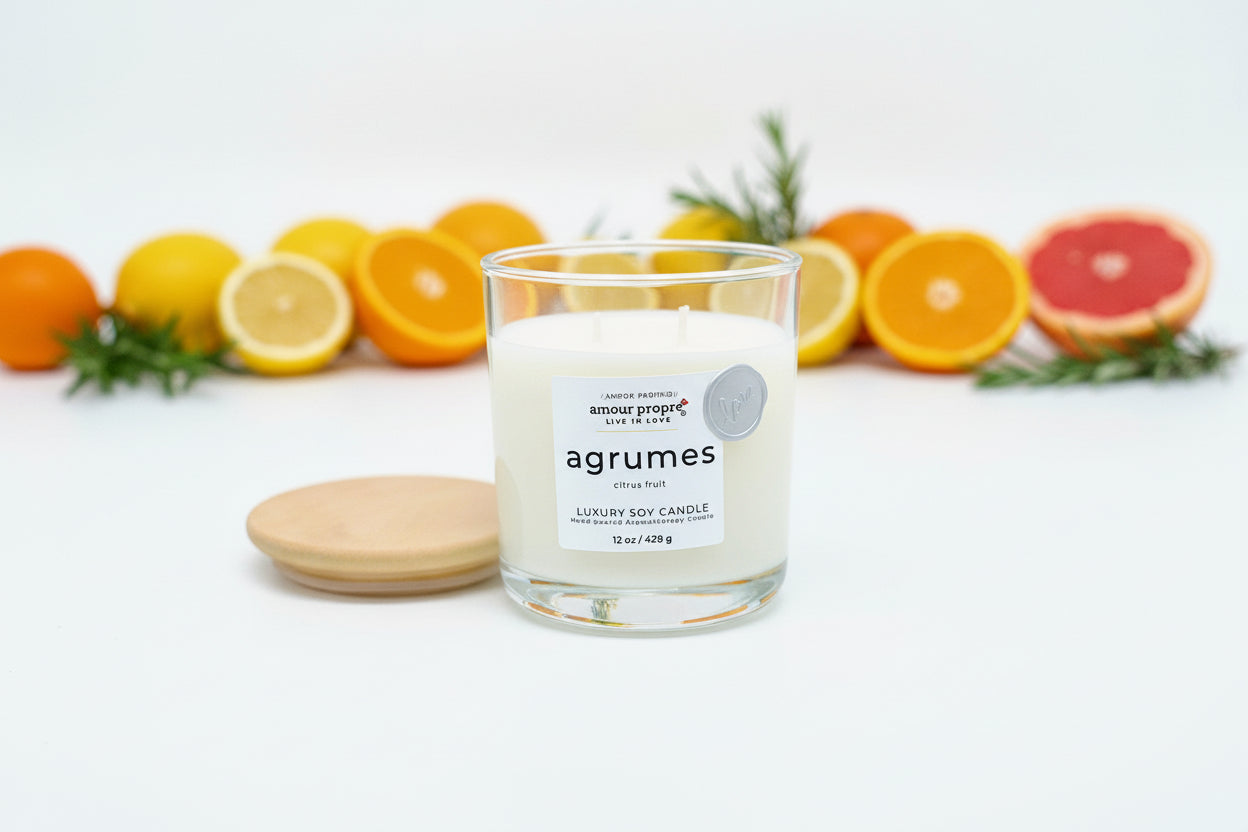 Citrus candle and lid