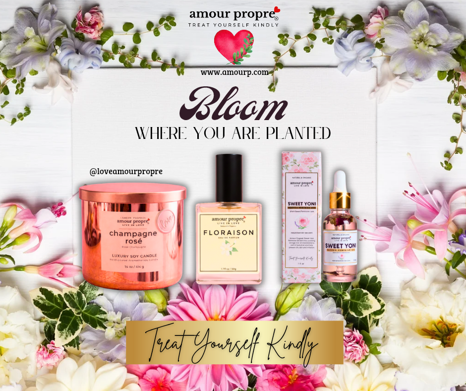 Load video: Amour Propre website hero banner showcasing Sweet Yoni Oil and Yoni Clean feminine wash with founder Tahera Rene Christy – Black-owned clean beauty for all women.