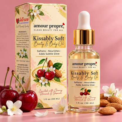Kissably Soft Booty & Body Oil - Cherry Almond Scented | 1 oz