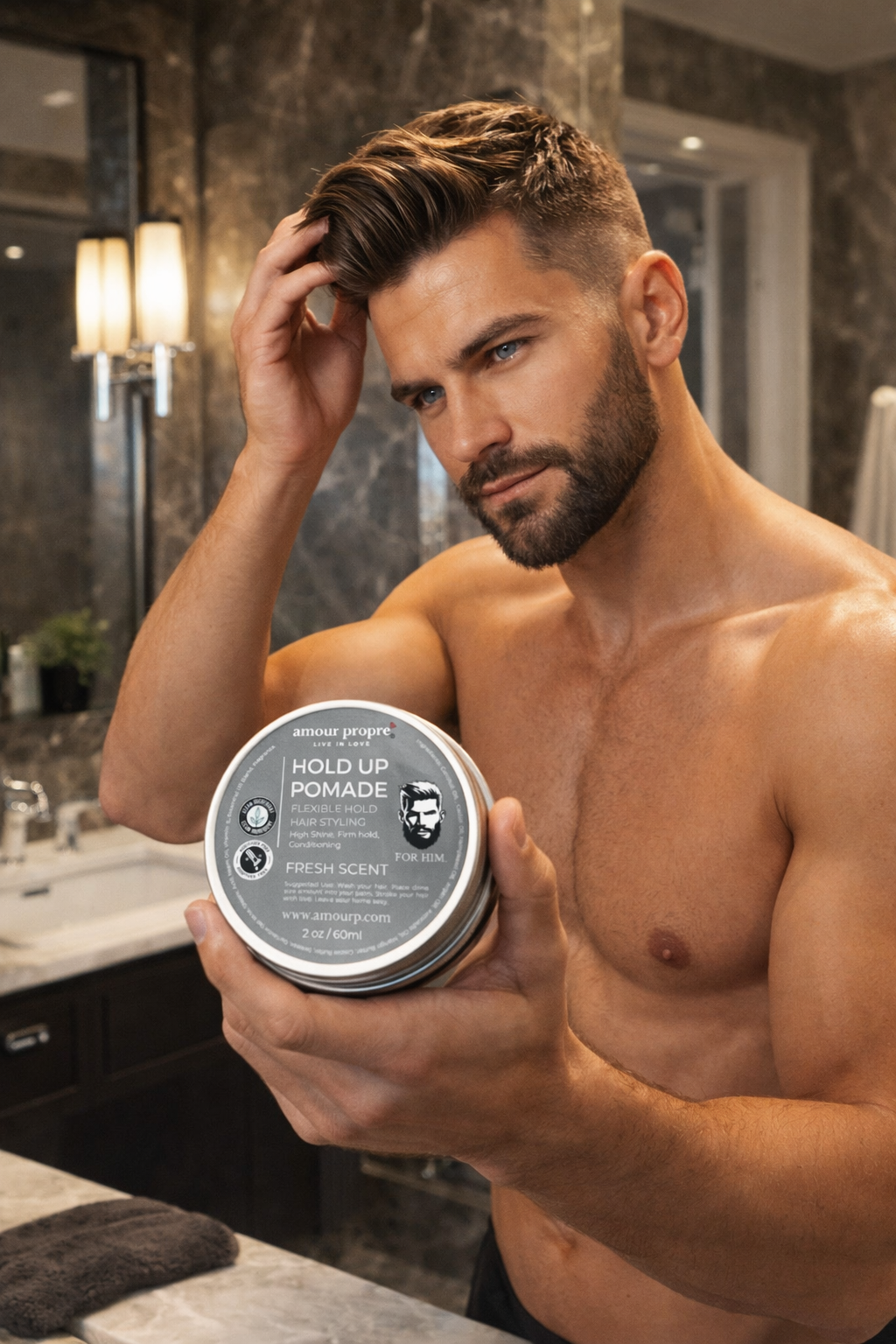 Hold Up Pomade FOR HIM -
Flexible Hold. High Shine. Clean Grooming.