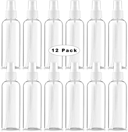 Spray Bottles, 12 Pack 4oz (120ml) Clear Empty Fine Mist