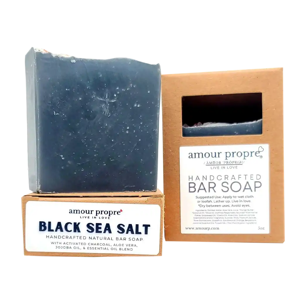 Black sea salt handcrafted soap, amour propre