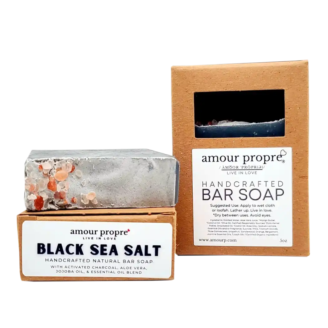 Black sea salt handcrafted soap, amour propre