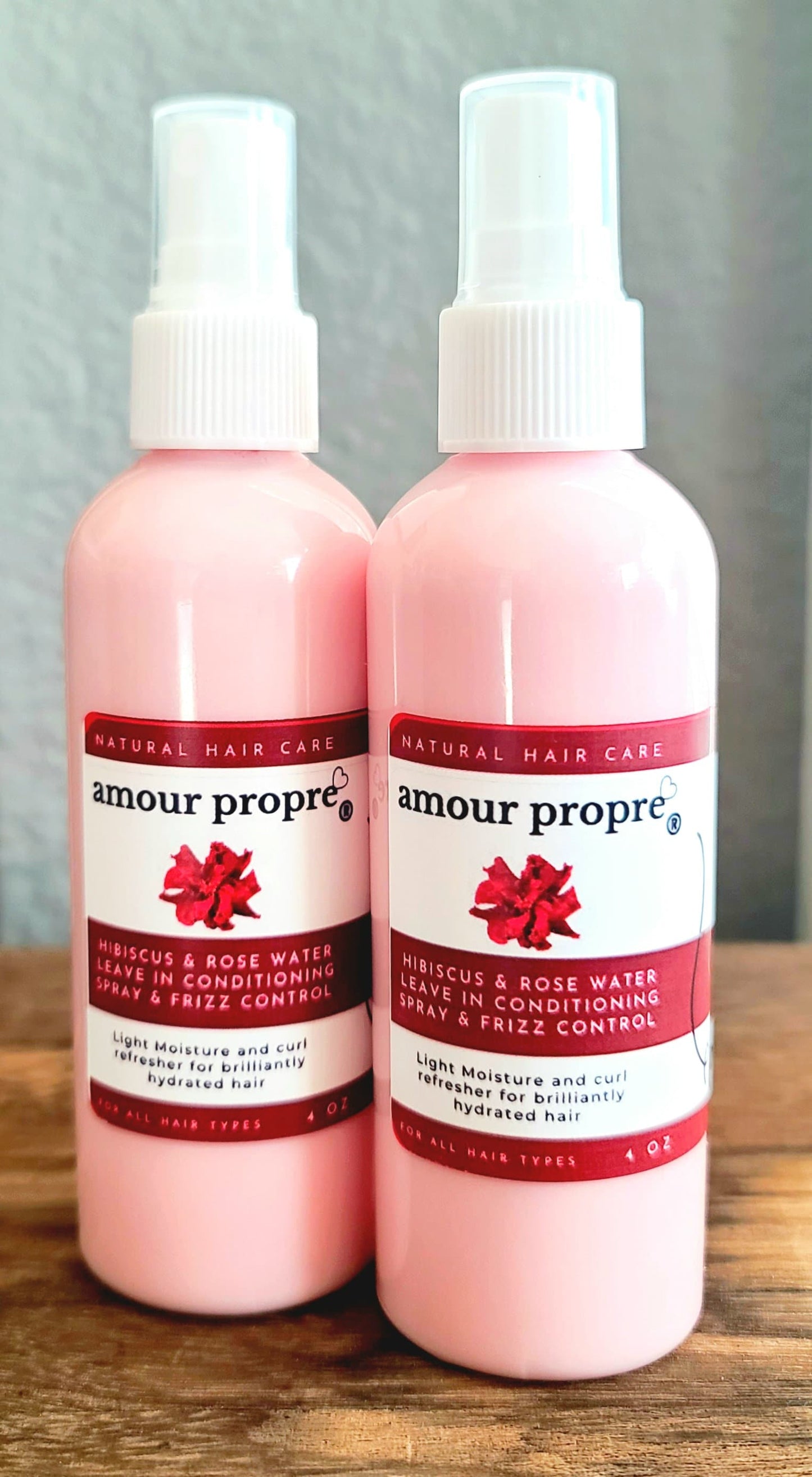 Hibiscus and Rose Water Leave In Conditioning Spray & Frizz Control | Light Weight Moisture for All Hair Types | 8oz